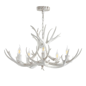 Eldora Adjustable Resin Antler LED Chandelier - JONATHAN Y